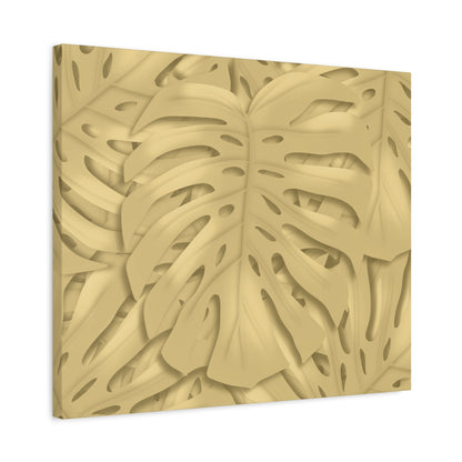 Golden Monstera Canvas Print – Botanical Wall Art
