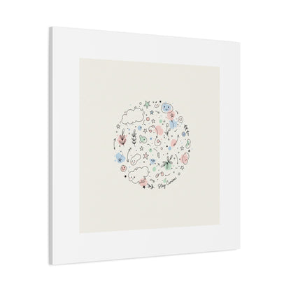 Doodle Circle Line Drawing Matte Canvas, Hand-Drawn Sketch Art