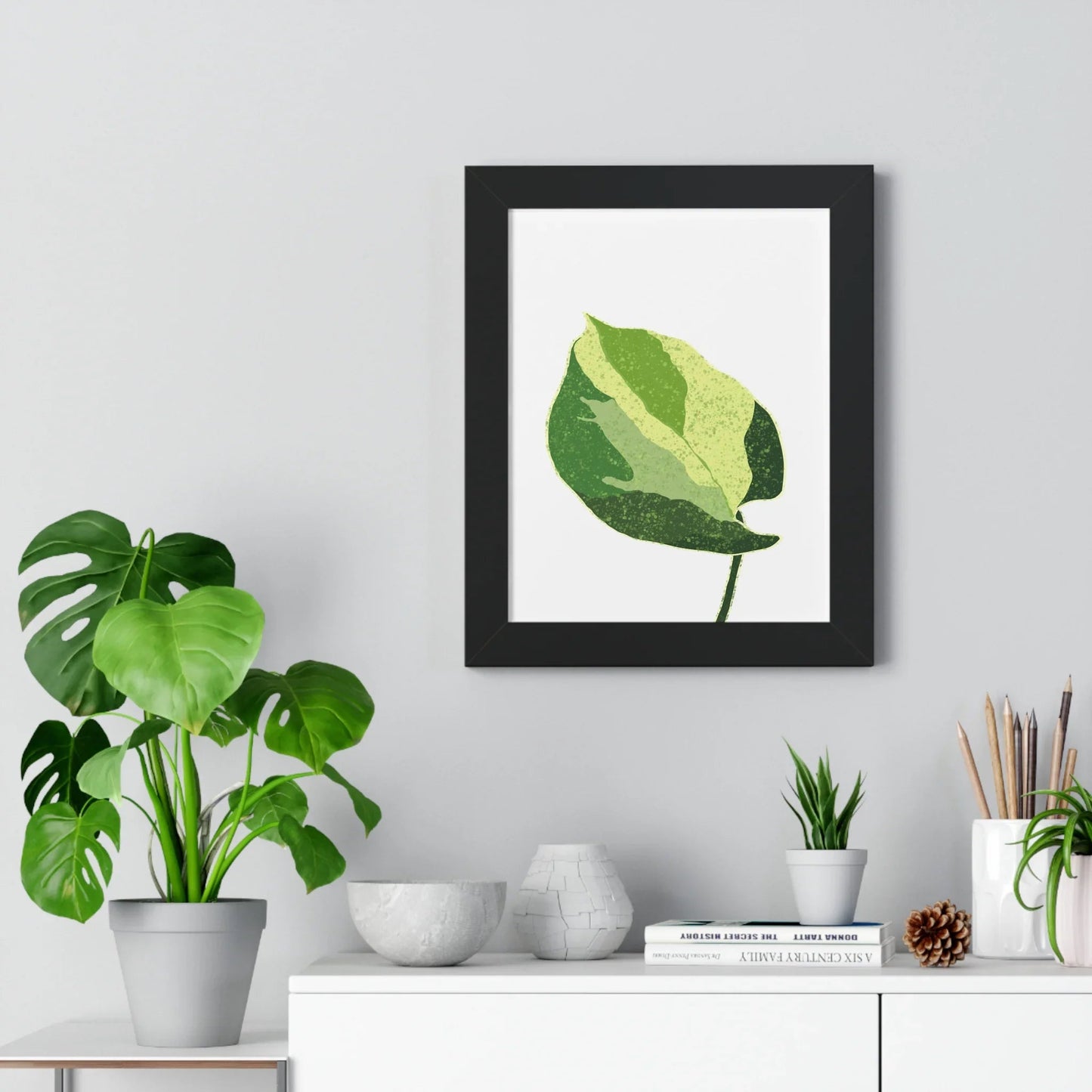 Manjula Pothos Illustrated Framed Print – Botanical Wall Art