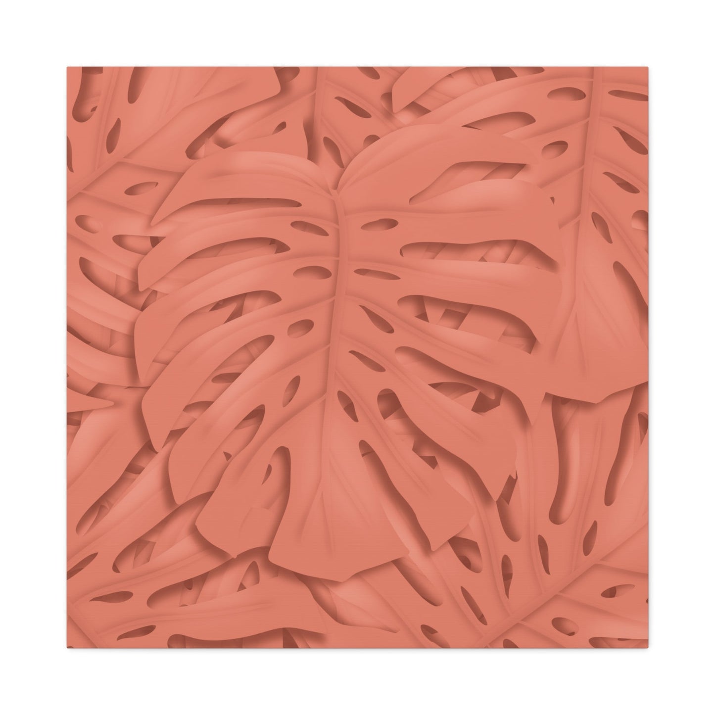 Coral Monstera Canvas Print – Botanical Wall Art