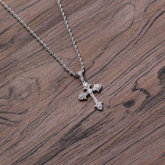 Full zirconium cross pendant couple necklace