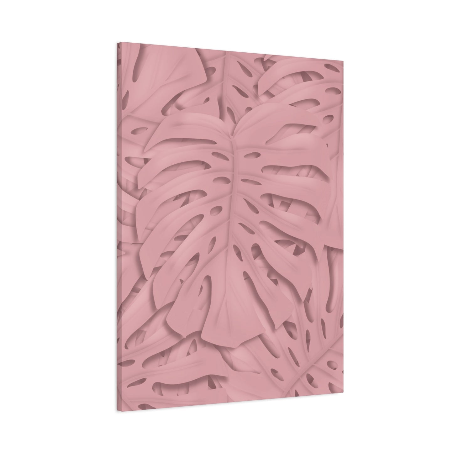 Soft Pink Monstera Canvas Print – Botanical Wall Art