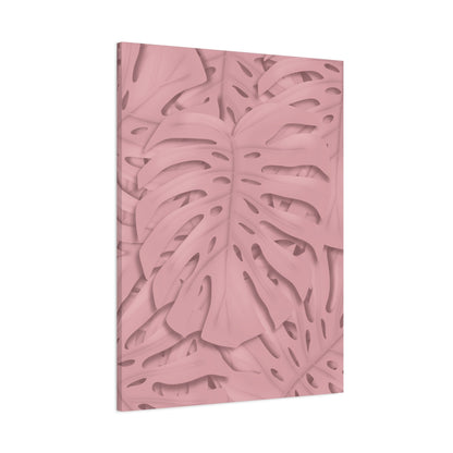 Soft Pink Monstera Canvas Print – Botanical Wall Art