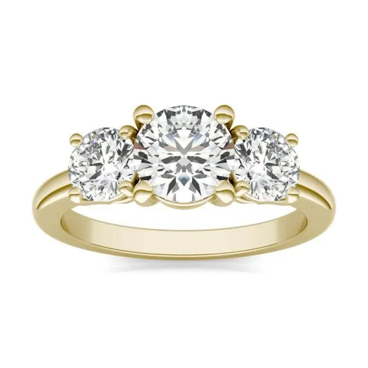 3 CTW AGI Certified Lab Grown Diamond (G-VS) Three Stone Engagement Ring in of 14K Gold
