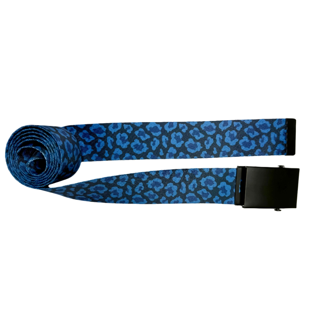 1.5" Deep Blue Leopard Print Belt