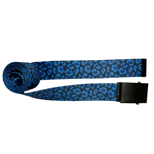 1.5" Deep Blue Leopard Print Belt