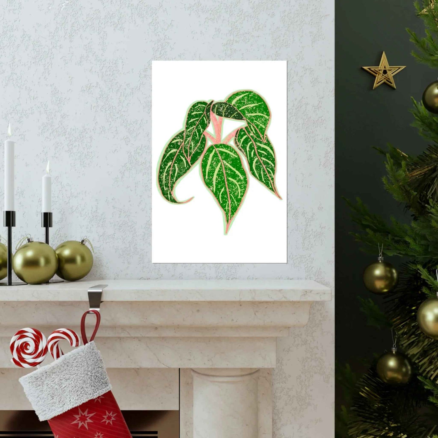 Aglaonema Sparkling Sarah Botanical Print – Unframed Wall Art