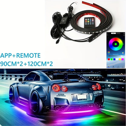 Car Lighting Kit, RGB Floor Lighting with Music Synchronization, Remote And App Control, Multiple Color Combinations, Remote Compatibility