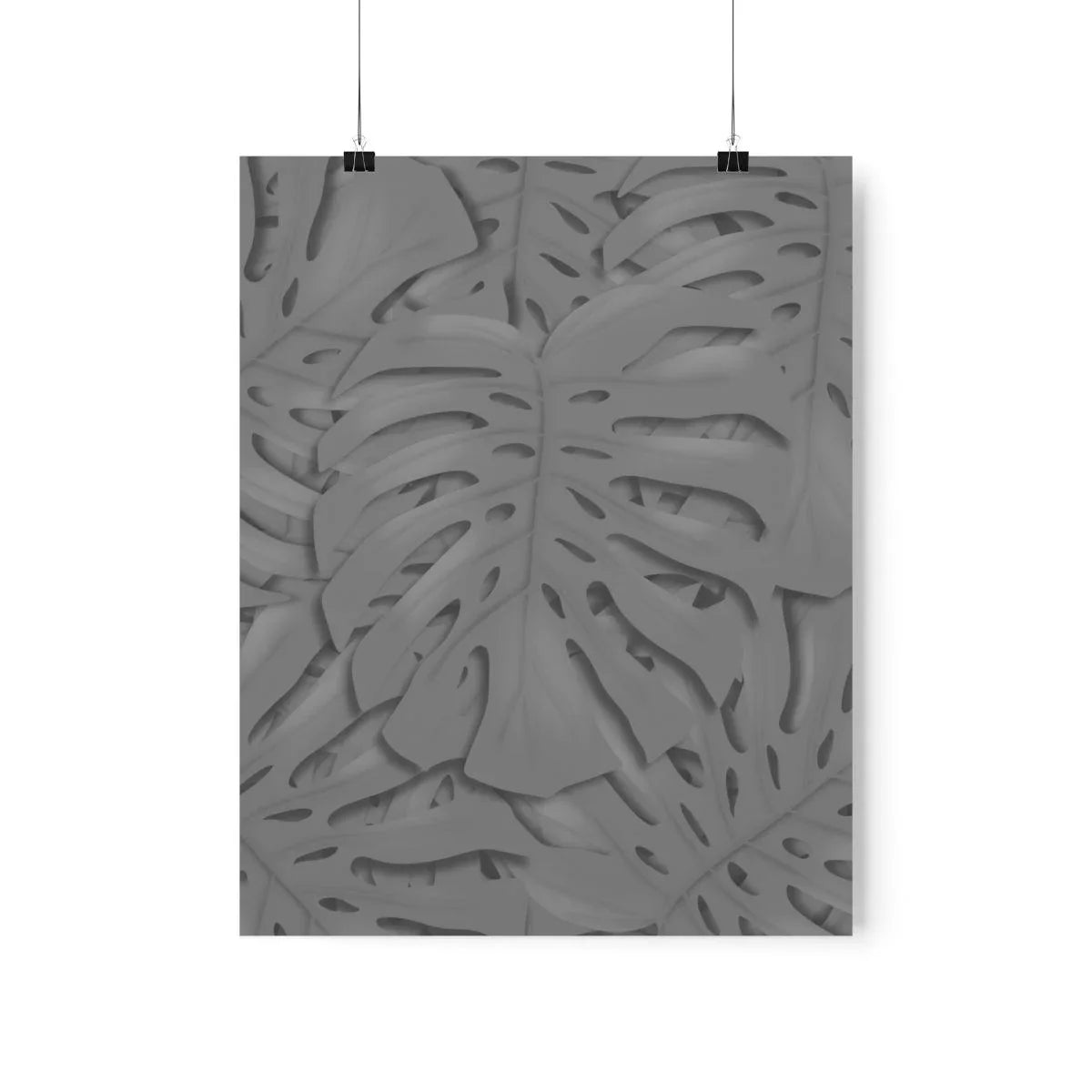 Grey Monstera Botanical Print – Unframed Wall Art