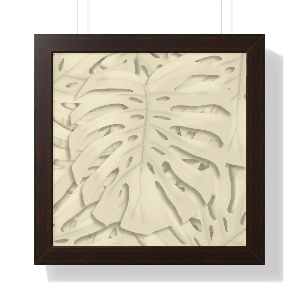 Beige Monstera Framed Print – Botanical Wall Art