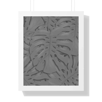 Grey Monstera Framed Print – Botanical Wall Art