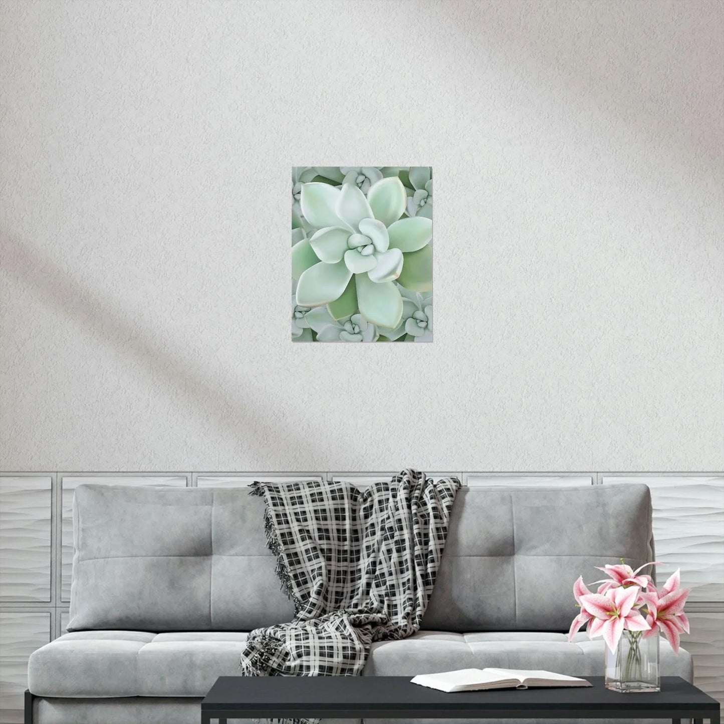 Pachyveria Haagei Succulent Pattern Botanical Print – Unframed Wall Art