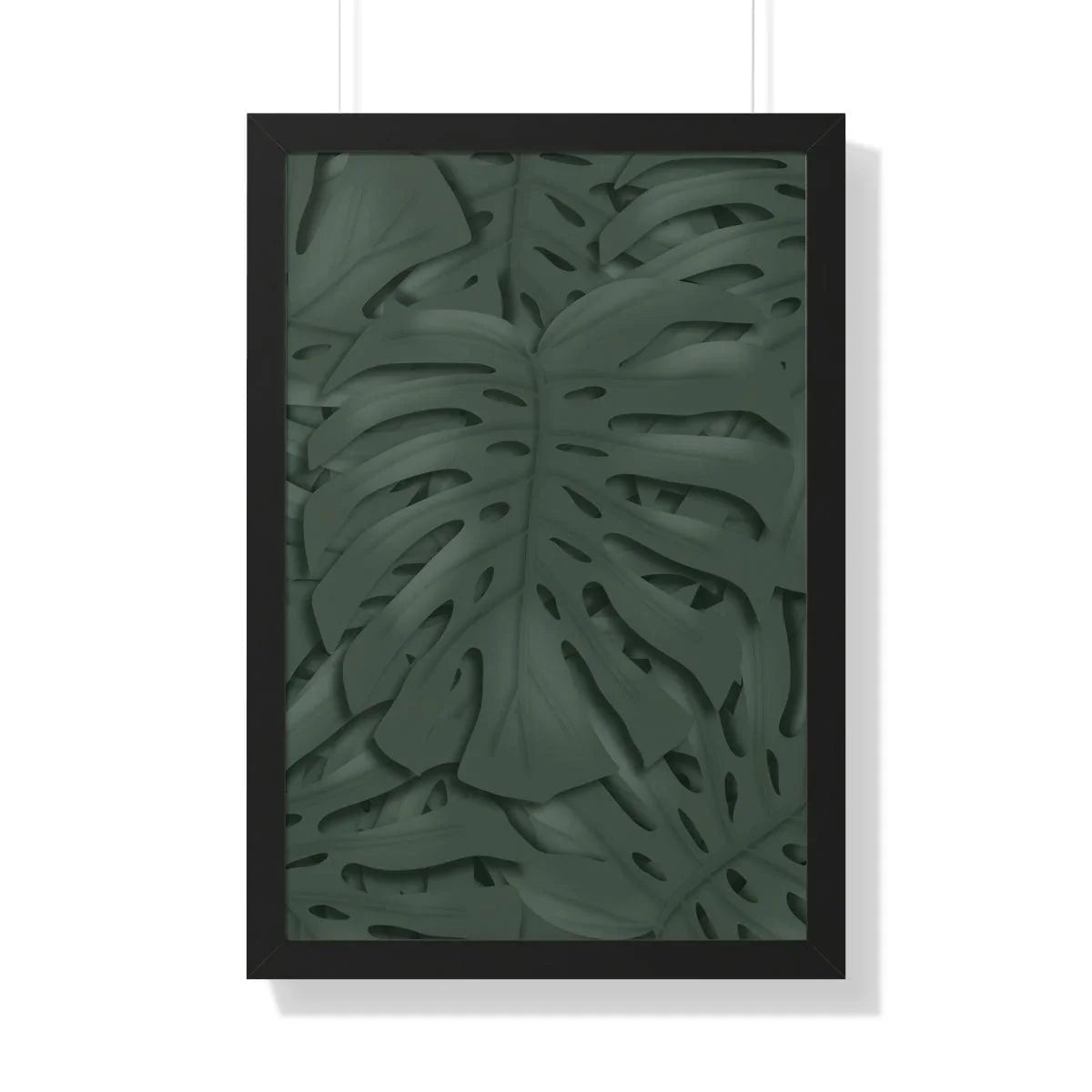 Deep Green Monstera Framed Print – Botanical Wall Art