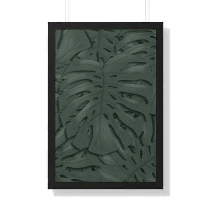 Deep Green Monstera Framed Print – Botanical Wall Art