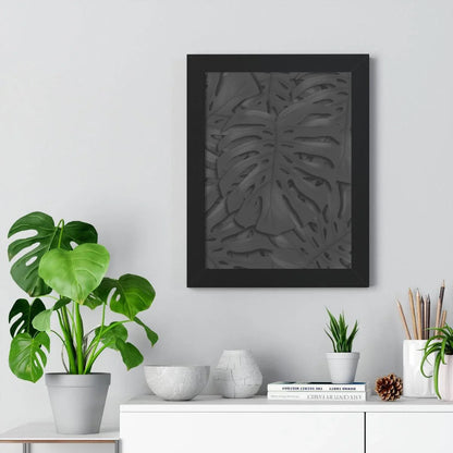 Charcoal Monstera Framed Print – Botanical Wall Art