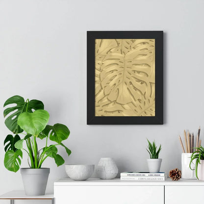 Golden Monstera Framed Print – Botanical Wall Art