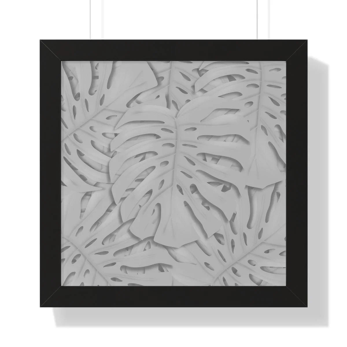 Soft Grey Monstera Framed Print – Botanical Wall Art