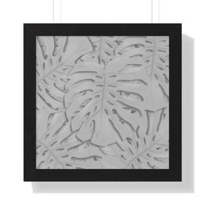 Soft Grey Monstera Framed Print – Botanical Wall Art