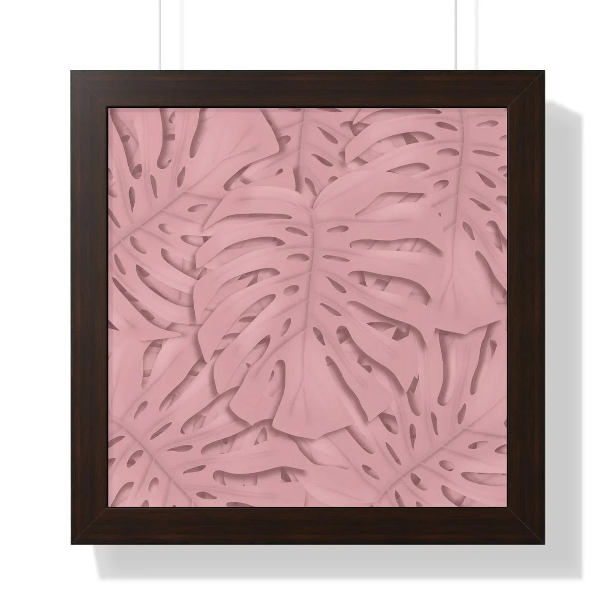 Soft Pink Monstera Framed Print – Botanical Wall Art