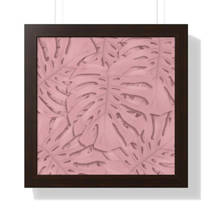 Soft Pink Monstera Framed Print – Botanical Wall Art