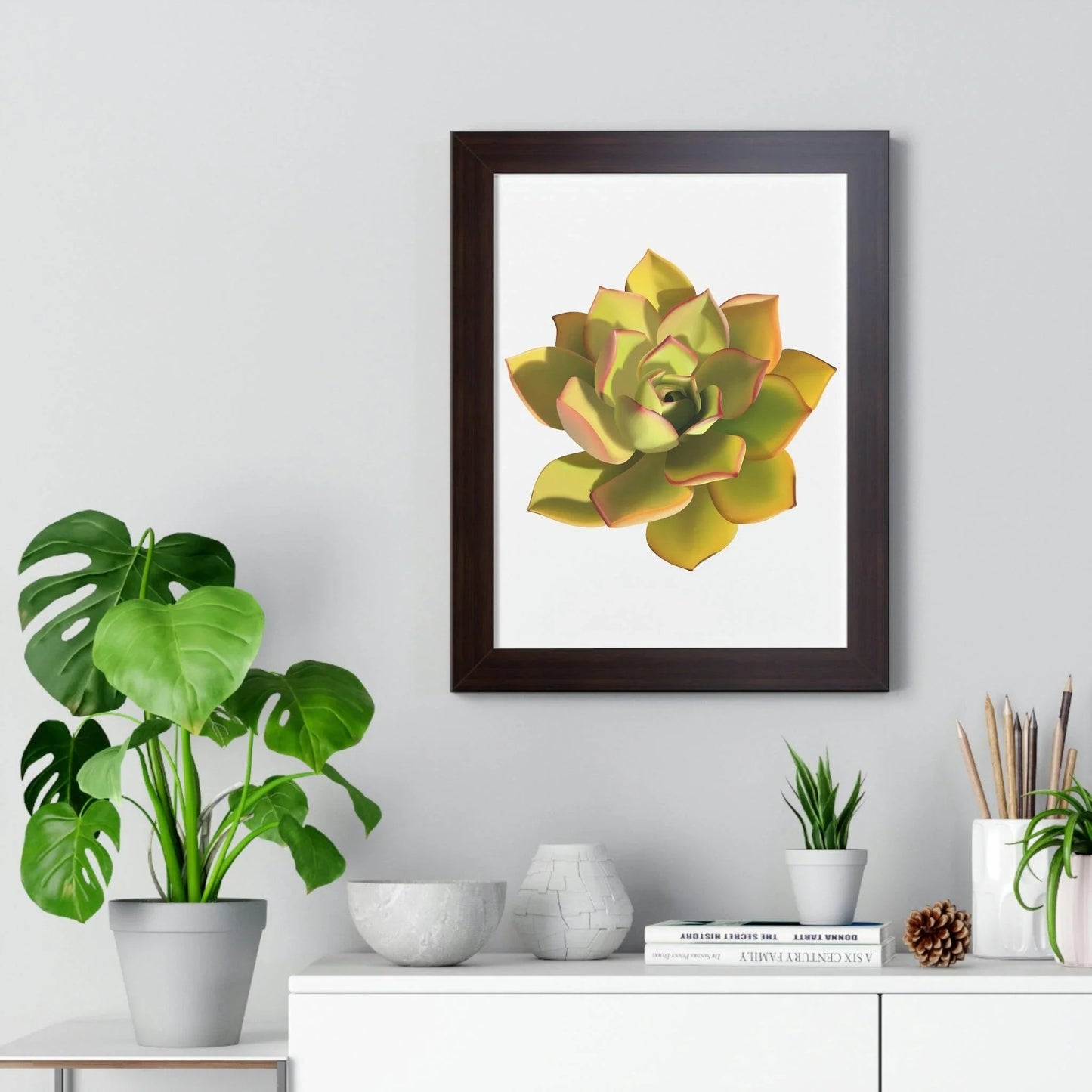 Noble Aeonium Succulent Framed Print – Botanical Wall Art