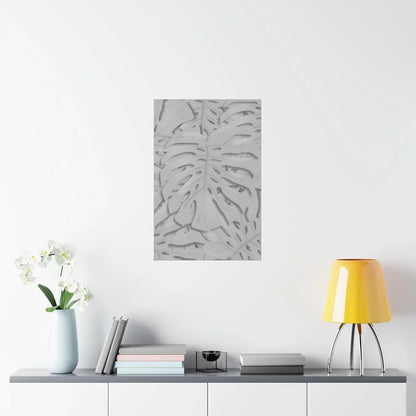 Soft Grey Monstera Botanical Print – Unframed Wall Art
