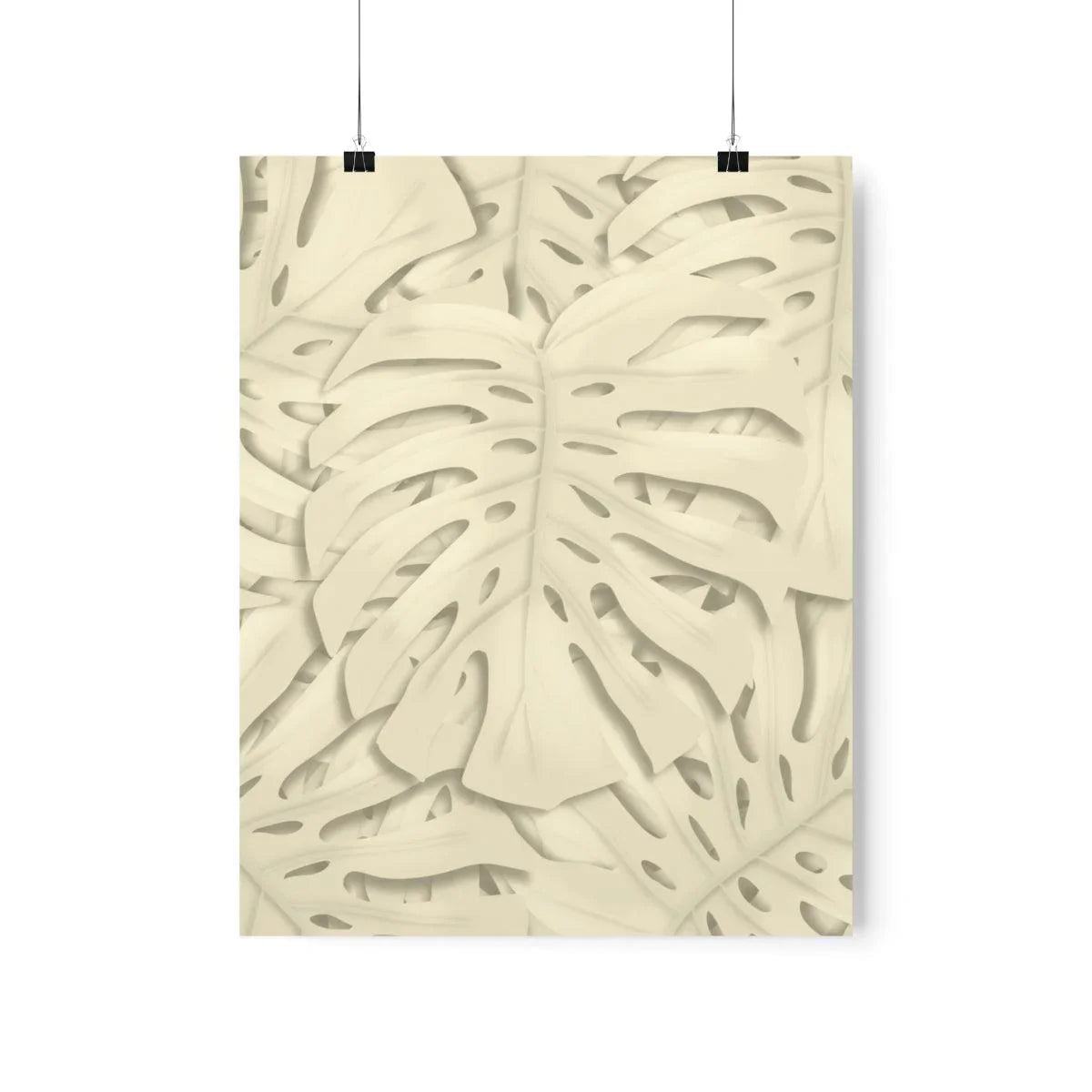 Beige Monstera Botanical Print – Unframed Wall Art