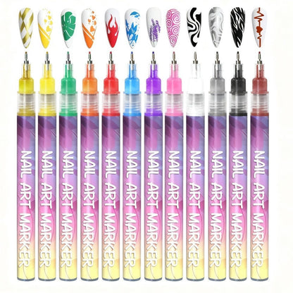 Doodle Nail Art Pen 12-color Liner Paint Brush Nail