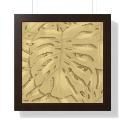 Golden Monstera Framed Print – Botanical Wall Art