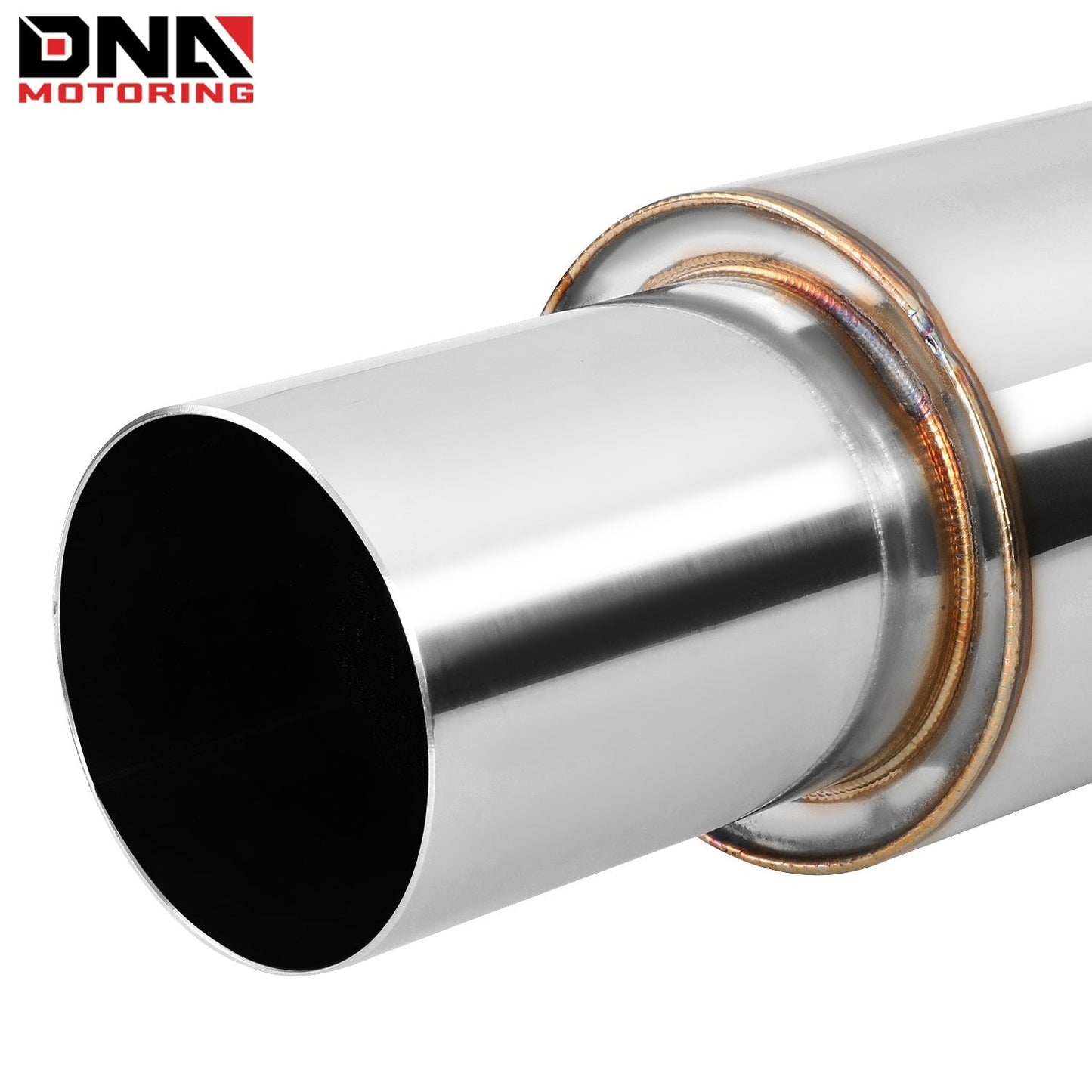 DNA MOTORING Stainless Steel Straight-Through Exhaust Muffler