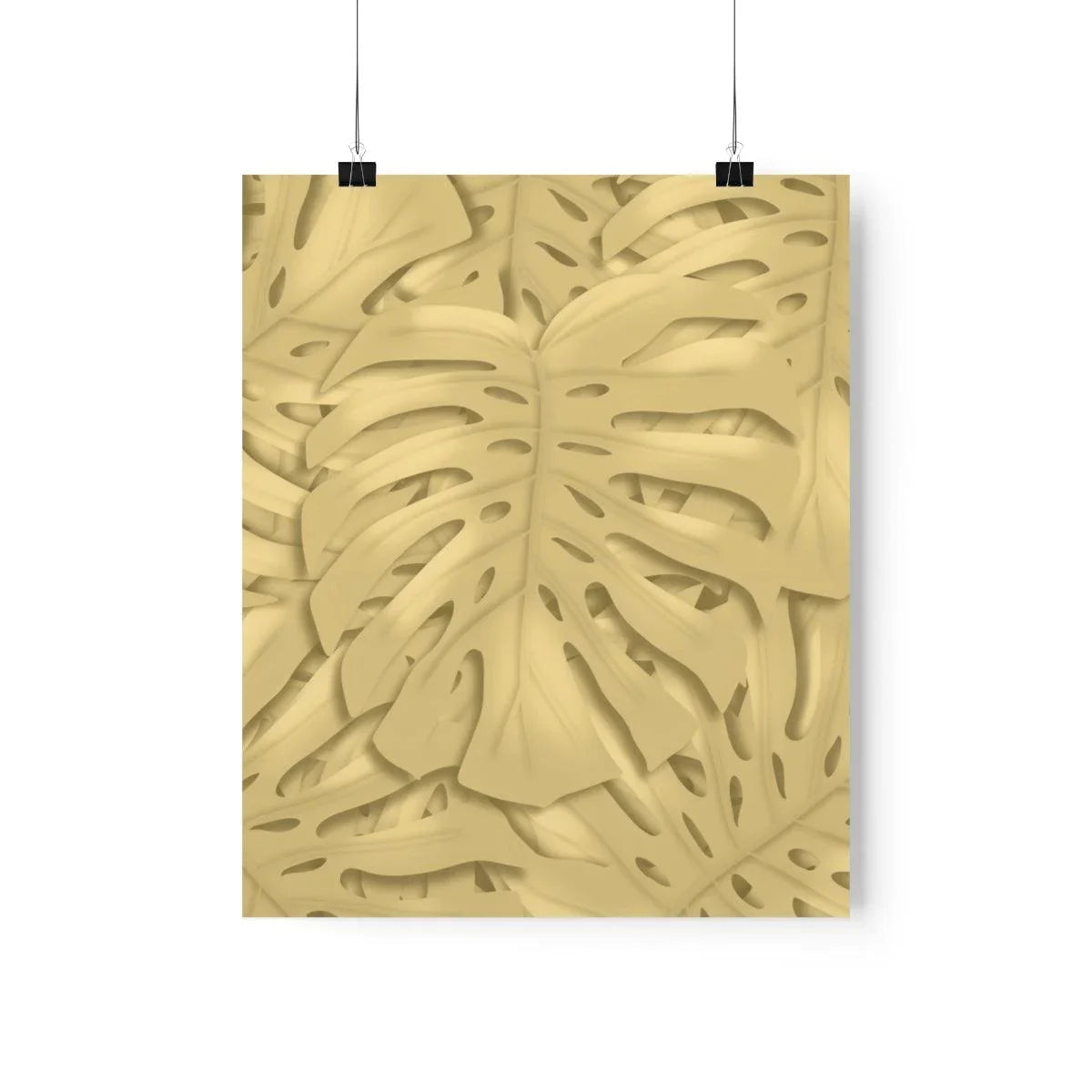 Golden Monstera Botanical Print – Unframed Wall Art