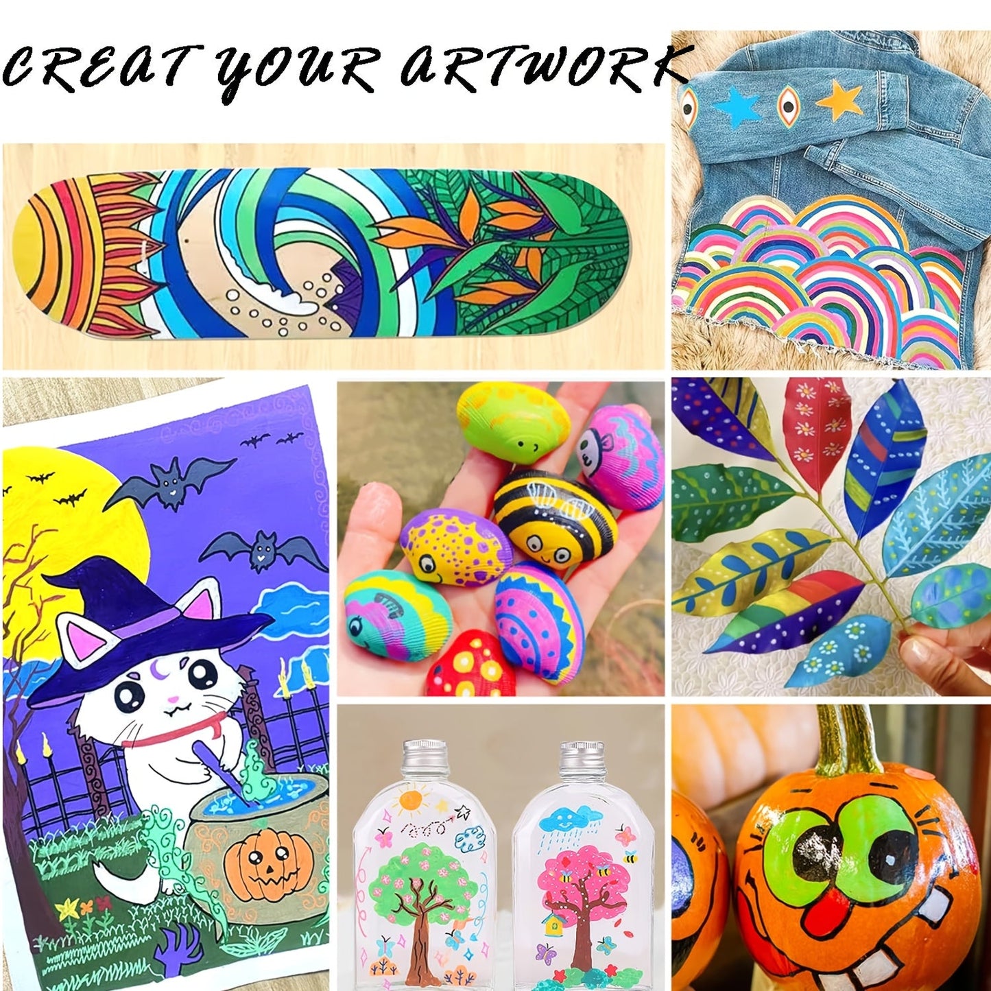 12/24/36/48/60/72Color Acrylic Paint Marker, Brush Head Can Be Used for Rock Metal Glass Wood Canvas Ceramic Plastic Art And DIY Hand-painting, Back to School Season Halloween Christmas Birthday Gifts