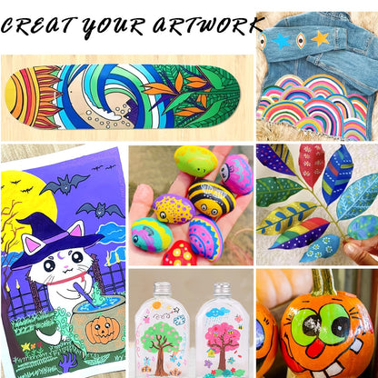 12/24/36/48/60/72Color Acrylic Paint Marker, Brush Head Can Be Used for Rock Metal Glass Wood Canvas Ceramic Plastic Art And DIY Hand-painting, Back to School Season Halloween Christmas Birthday Gifts