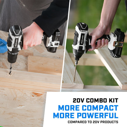 Bielmeier 20V 3/8" Drill And 1/4" Impact Driver Combo Kit, Featuring a Driving Speed of 3200RPM And a Drilling Speed of 1500RPM, Designed to Be Lightweight, with Two Speed Settings, Including 33pcs of Drive Bits And Sockets,