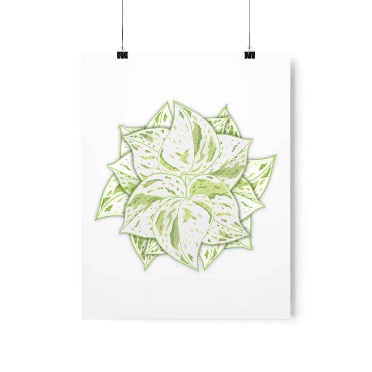 Snow Queen Pothos Botanical Print – Unframed Wall Art