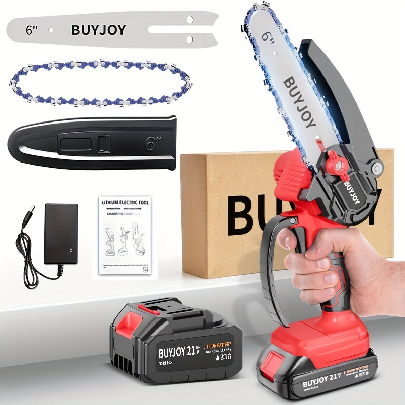 6-inch Cordless Lightweight Electric Landscaping Chainsaw w/ L-ion Battery, Chain And Fast Charger