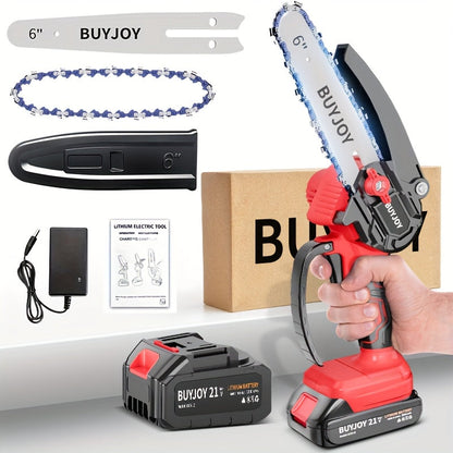 6-inch Cordless Lightweight Electric Landscaping Chainsaw w/ L-ion Battery, Chain And Fast Charger