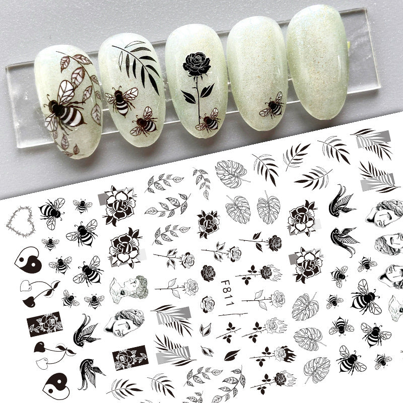 New Flower Nail Art Decal Plain Hand Painted