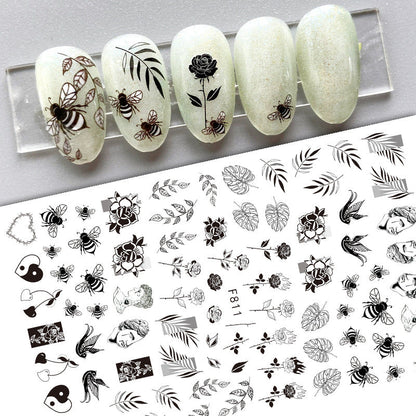 New Flower Nail Art Decal Plain Hand Painted
