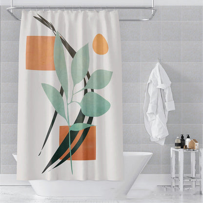 Morandi Abstract Art Shower Curtain - Luxury Waterproof Polyester Fabric with Muted Earth Tones for Modern Minimalist Decor