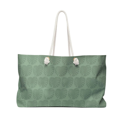 Sage Green Monstera Pattern Weekender Bag