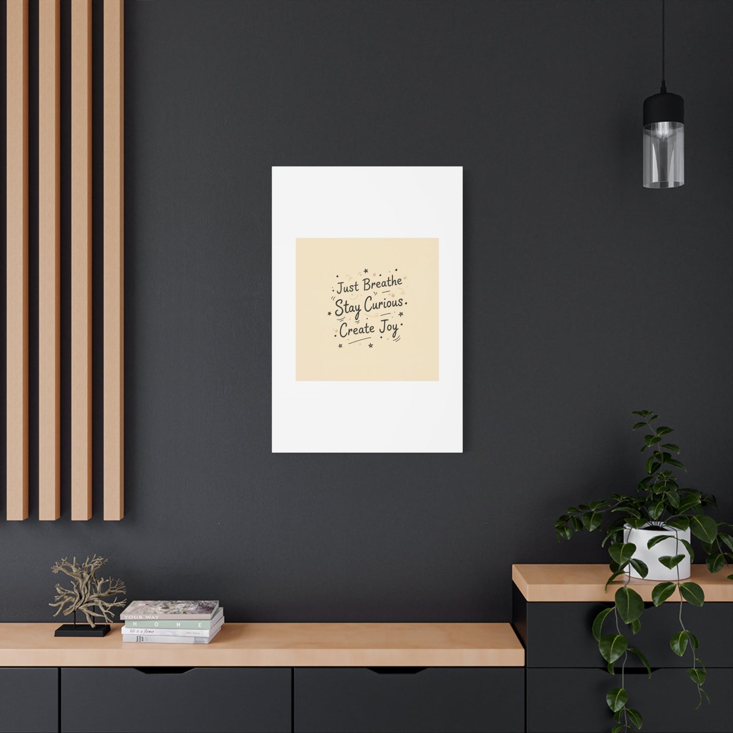Just Breathe Stay Curious Create Joy Canvas | Messy Handwritten Typography, Doodle Text Art
