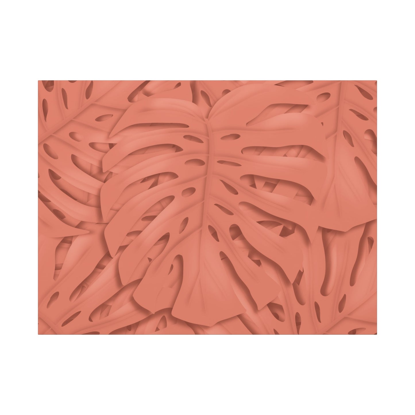 Coral Monstera Canvas Print – Botanical Wall Art
