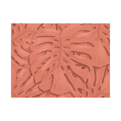 Coral Monstera Canvas Print – Botanical Wall Art