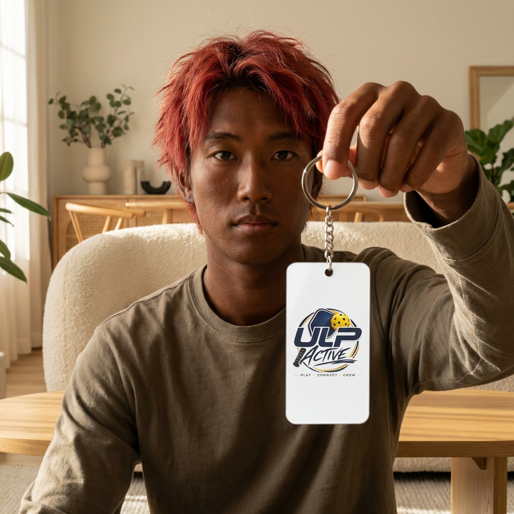 ULP Active Pickleball Keychain Charm — Single‑Sided Sports Logo Key Ring