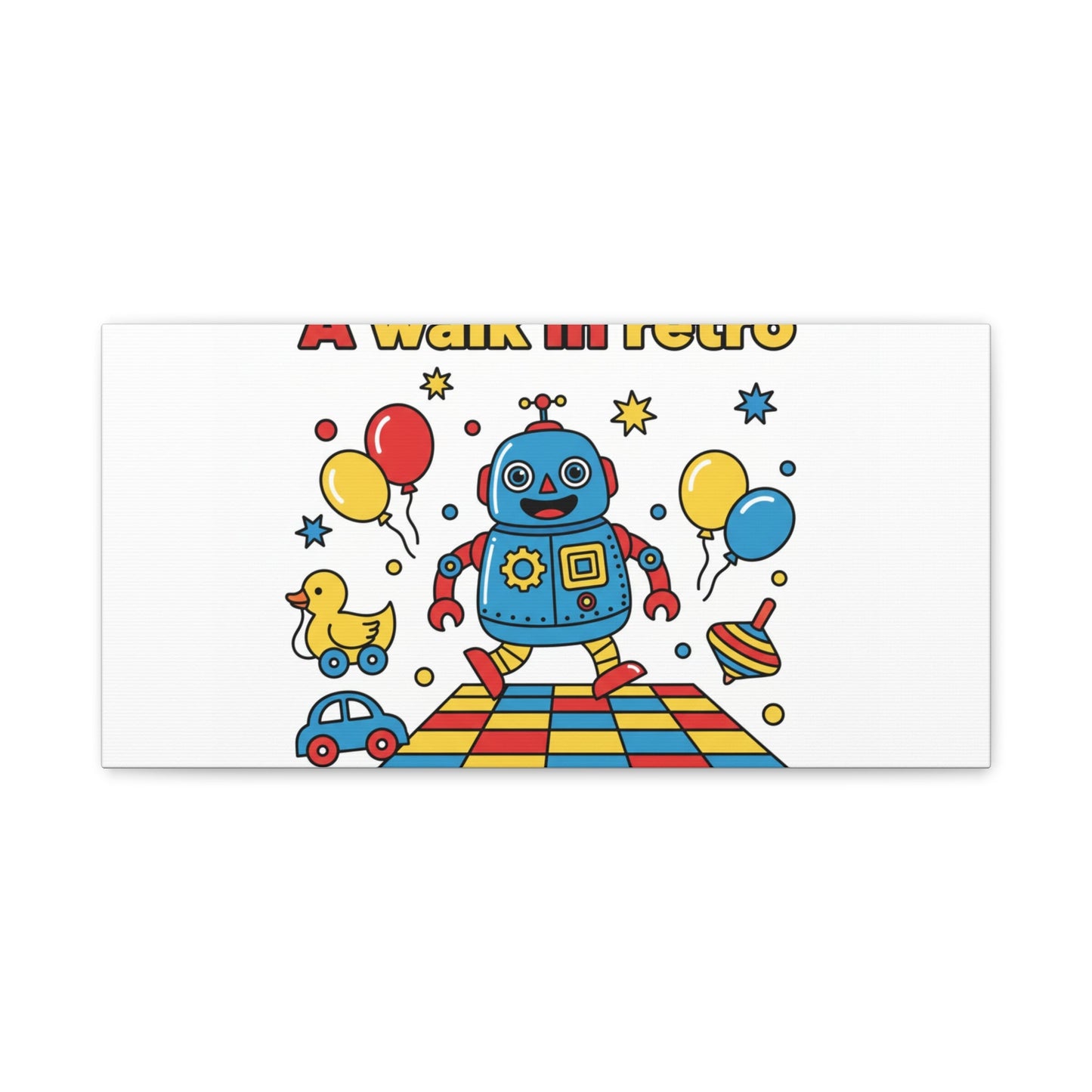 Retro Toy Robot Canvas | Throwback Kid, Primary Color Nostalgia