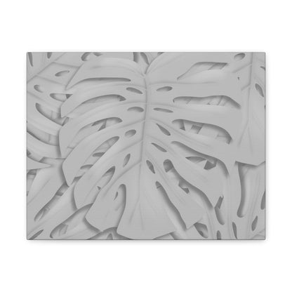 Soft Grey Monstera Canvas Print – Botanical Wall Art