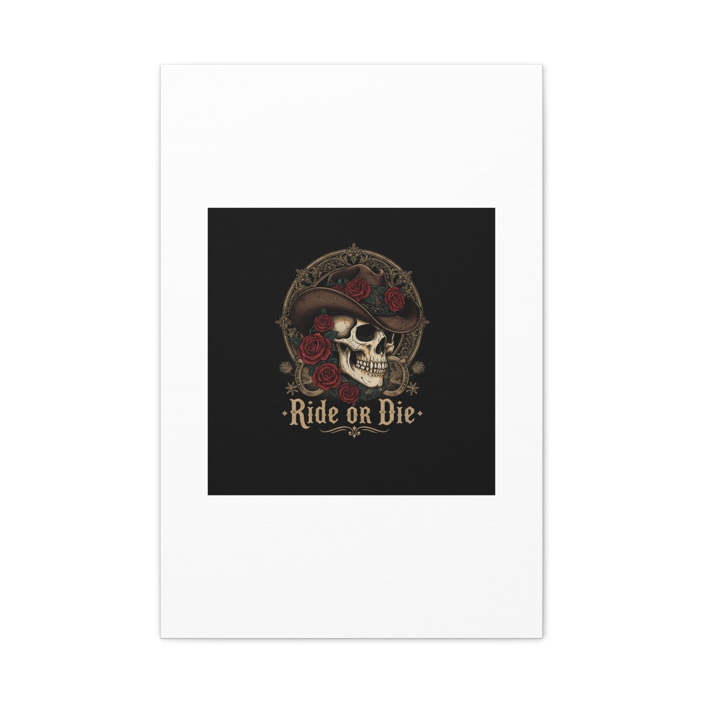 Ride or Die Skull Canvas | Western Skull Art, Gothic Americana