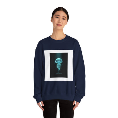 Bioluminescent Jellyfish Crewneck Sweatshirt | neon jelly print, deep-sea aesthetic