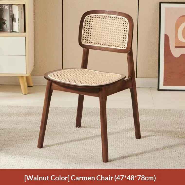 Solid Wood And Rattan Dining Chair Home Use Campana Chair